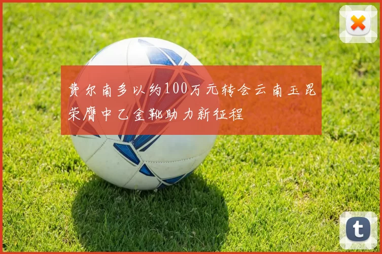 费尔南多以约100万元转会云南玉昆荣膺中乙金靴助力新征程